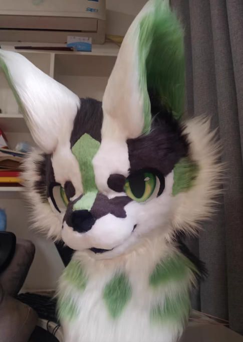 着ぐるみヘッド 犬 NO 419 黒 緑 全頭ヘッド ケモノ ファースーツ ぬいぐるみ コスプレ コスチューム kigurumi