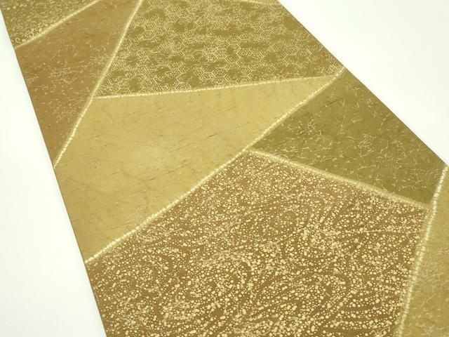 平和屋着物 上 石川県指定無形文化財 牛首紬 白山工房 手織り 全通柄袋帯 絞り 切嵌草花文 金彩 s 5