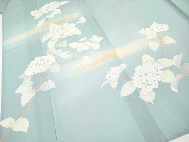  平和屋着物 上 夏物 訪問着 絽 紫陽花 暈し染め 金銀彩 秘色色地 s 5 訪問着 付け下げ 着物