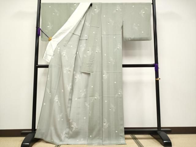  平和屋着物 上 夏物 小紋 京友禅 紋堅駒絽 変わり絽 蛍暈し ホタル 青白橡色地 s 5 小紋 着物