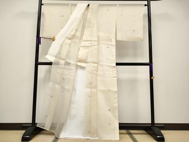  平和屋着物 上 夏物 絹芭蕉 蟹 カニ 薄香色地 s 5 紬 着物