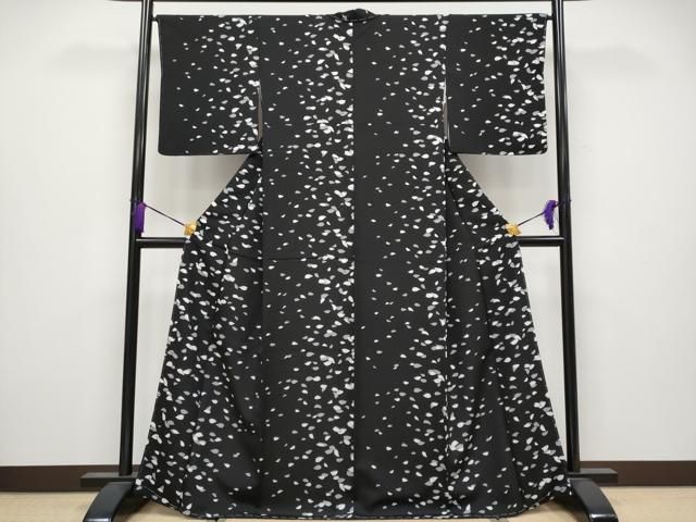 平和屋着物 上 小紋 桜 黒地 s 5