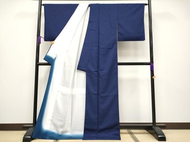  平和屋着物 上 BANKANわものや お召 桐竹鳳凰地紋 濃紺地 s 5 紬 着物