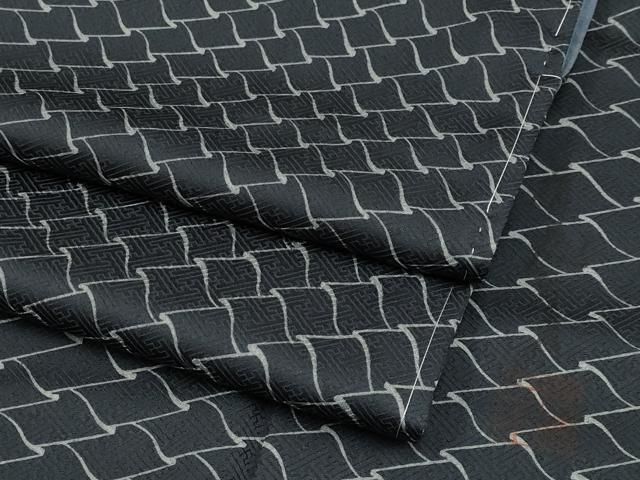 平和屋着物 上 染色作家 斉藤三才 小紋 瓦文 蝋色地 s 5