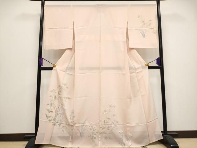 平和屋着物 上 夏物 訪問着 絽 草花文 銀彩 一斤染色地 s 5