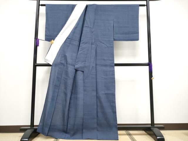  平和屋着物 上 染織の名門 しょうざん 生紬 夏物 色無地 青褐色地 s 5 紬 着物