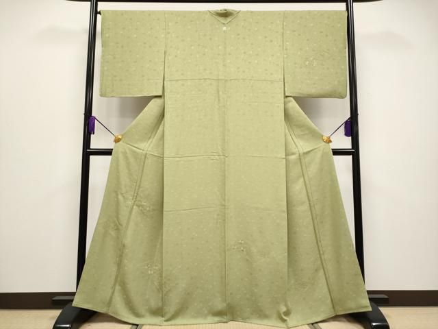 平和屋着物 上 中国三大刺繍 相良刺繍 訪問着 菱天井花文 色無地 黄海松茶色地 ますいわ屋扱い s 5