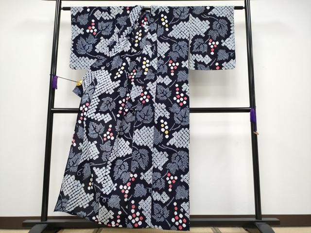 平和屋着物 上 夏物 浴衣 有松鳴海絞り 葡萄蔦の葉文 綿 s 5