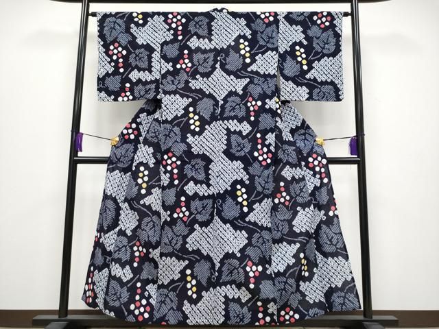 平和屋着物 上 夏物 浴衣 有松鳴海絞り 葡萄蔦の葉文 綿 s 5