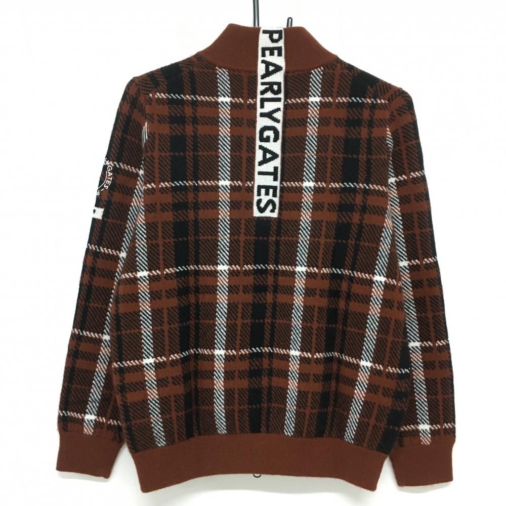 超 パーリーゲイツ ニットジャケット ブラウン×黒 チェック レディース 1 M ゴルフウェア モデル PEARLY GATES