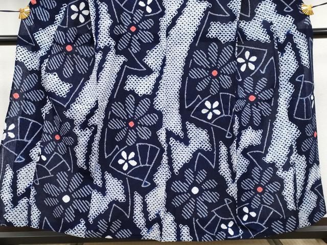  平和屋着物 上 夏物 浴衣 有松鳴海絞り 扇面花文 綿 s 5 浴衣単品 浴衣