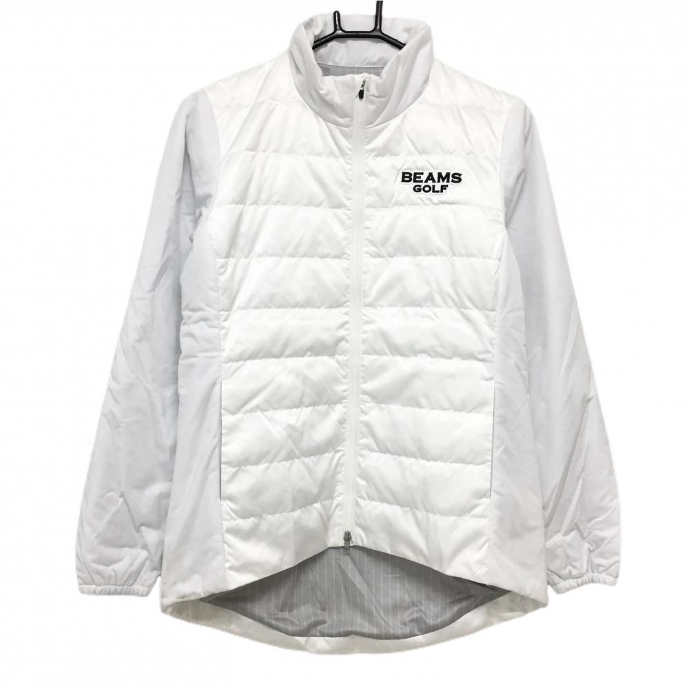 美品 BEAMS GOLF ビームス ゴルフ ダウン プルオーバー 裏地 蓄熱 ビームスゴルフ ダウンジャケット 白 蓄熱裏地 切替 袖襟中綿