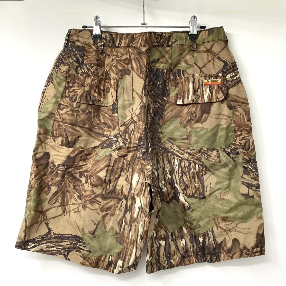 stussy リアルツリー ハーフパンツ 中古】90s STUSSY リアルツリーカモ ナイロンショーツ サイズ32