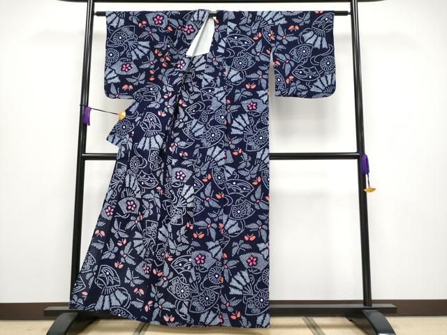 平和屋着物 上 夏物 浴衣 有松鳴海絞り 地紙花蝶文 綿 s 5