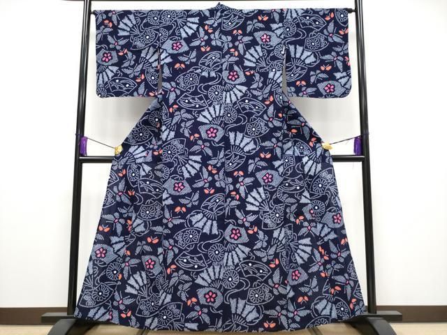 平和屋着物 上 夏物 浴衣 有松鳴海絞り 地紙花蝶文 綿 s 5