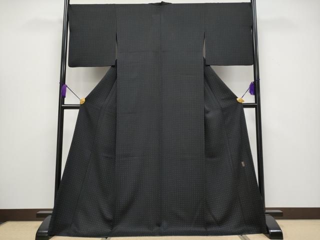 平和屋着物 上 江戸小紋 重要無形文化財伊勢型紙 背抜き仕立て 作家物 どっと 一道 黒地 やまと誂製 反端付 s 5