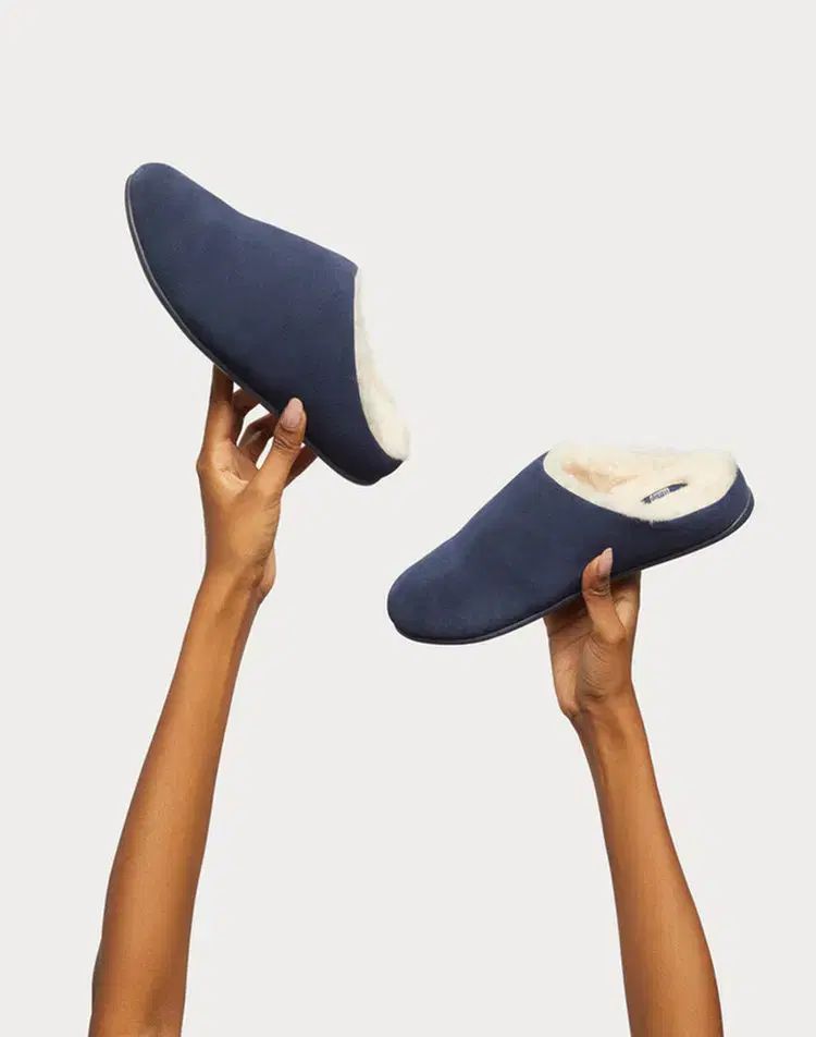 フィットフロップ レディース ファー スリッパ ネイビー 225