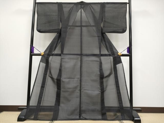 平和屋着物 上 夏物 紗紬 縞 黒地 s 5