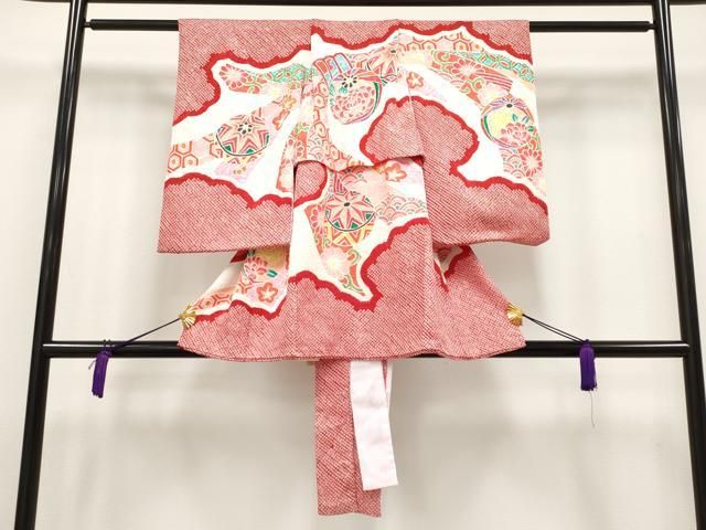 平和屋着物 上 七五三 女の子 3歳 祝着 長襦袢セット 総絞り 鞠花文 s 5