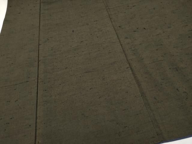 平和屋着物□極上 男性 髭紬 アンサンブル 色無地 海松茶色地 逸品