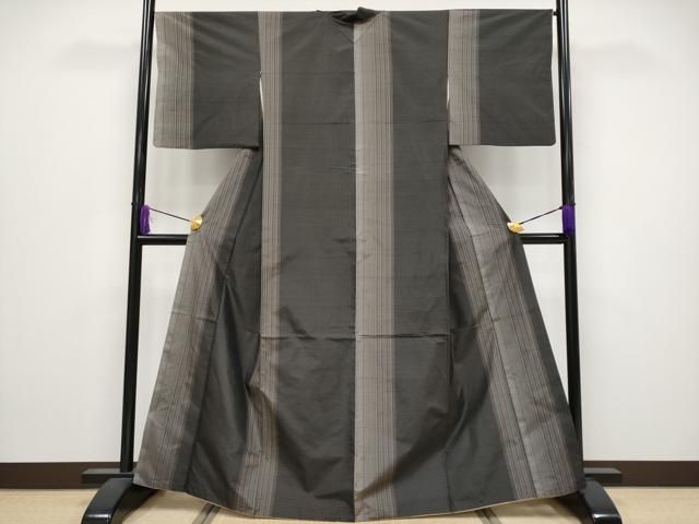 平和屋着物 上 紬 格子柄 黒地 s 5