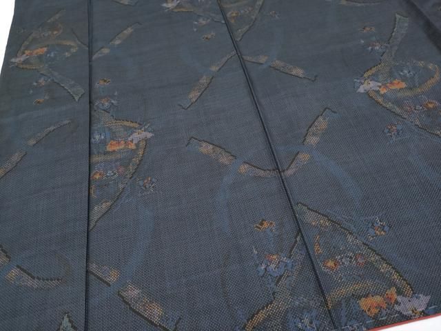  平和屋着物 上 本場大島紬 7マルキ 泥染め 鬘帯飾花文 東原勝二作 証紙付き s 5 紬 着物