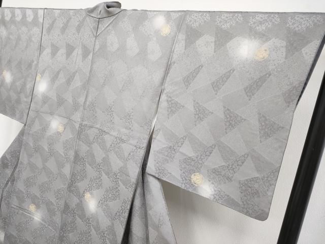 平和屋着物□極上 小紋 蛍暈し 麻の葉丸文 源氏鼠色地 逸品 CYAA3931s5