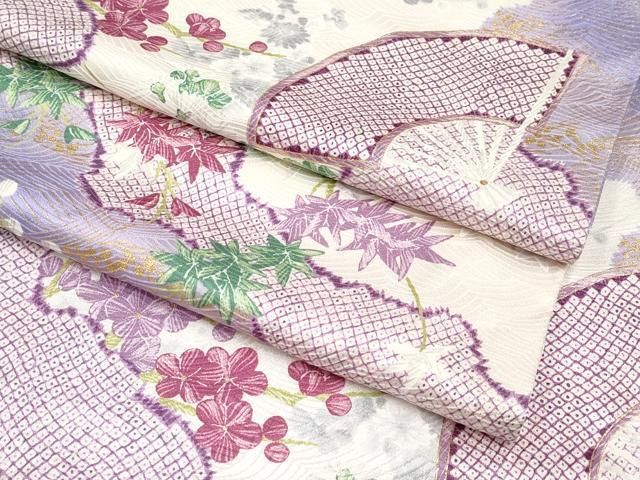 平和屋着物 上 創業460年 千總 小紋 扇面枝花文 金彩 大丸扱い s 5