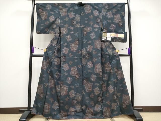 平和屋着物■極上　都喜ヱ門　本場大島紬　9マルキ　泥染め　古典の舞　藤絹織物謹製　証紙付き　逸品　CYAA3933s5 平和屋着物□極上 都喜ヱ門 本場大島紬 9マルキ 泥染め 古典の舞 藤絹