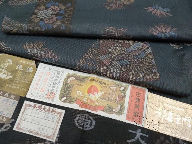 平和屋着物□極上 都喜ヱ門 本場大島紬 9マルキ 泥染め 古典の舞 藤絹