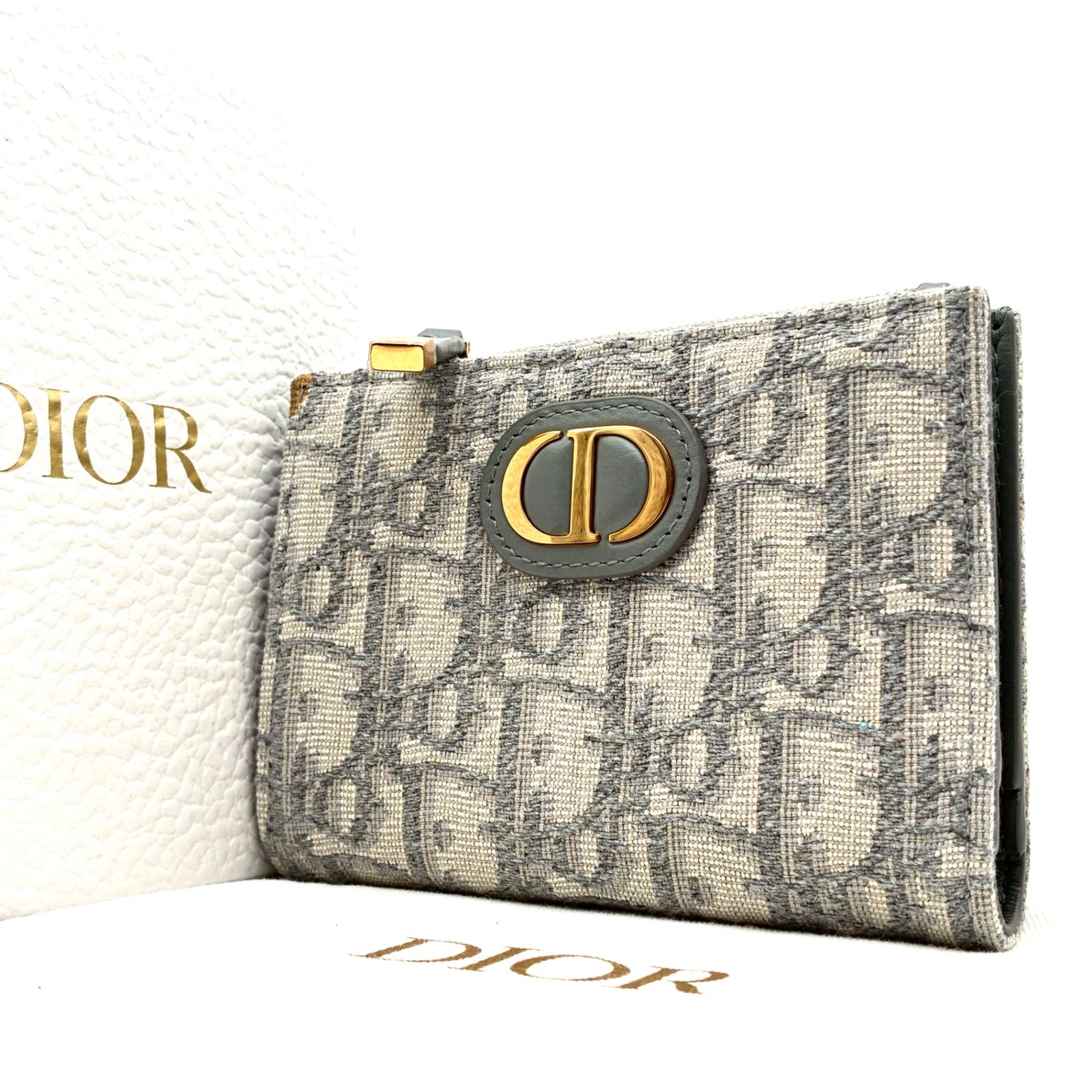 級 Christian Dior クリスチャンディオール 30モンテーニュ ダリアウォレット ディオール オブリーク ジャカード 折り財布 ロゴ