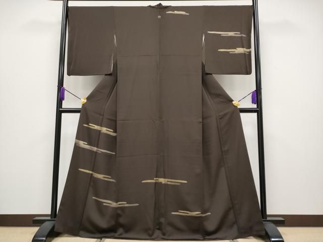 平和屋着物 上 訪問着 駒刺繍 エ霞文 金彩 赤墨色地 s 5