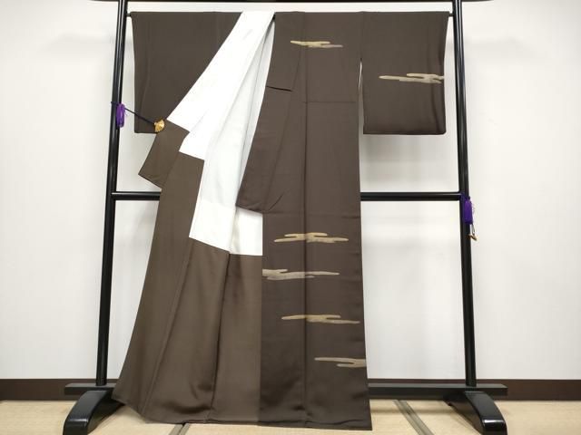 平和屋着物 上 訪問着 駒刺繍 エ霞文 金彩 赤墨色地 s 5