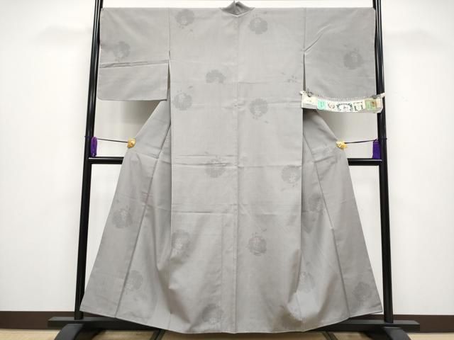 平和屋着物 上 結城紬 奥順 はたおり娘 おく玉 100亀甲 雪輪舞桜文 潤色地 証紙付き s 5