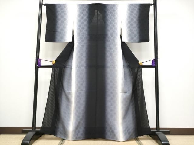 平和屋着物 上 夏物 小紋 菱紋紗 暈し染め 京都きもの友禅扱い s 5