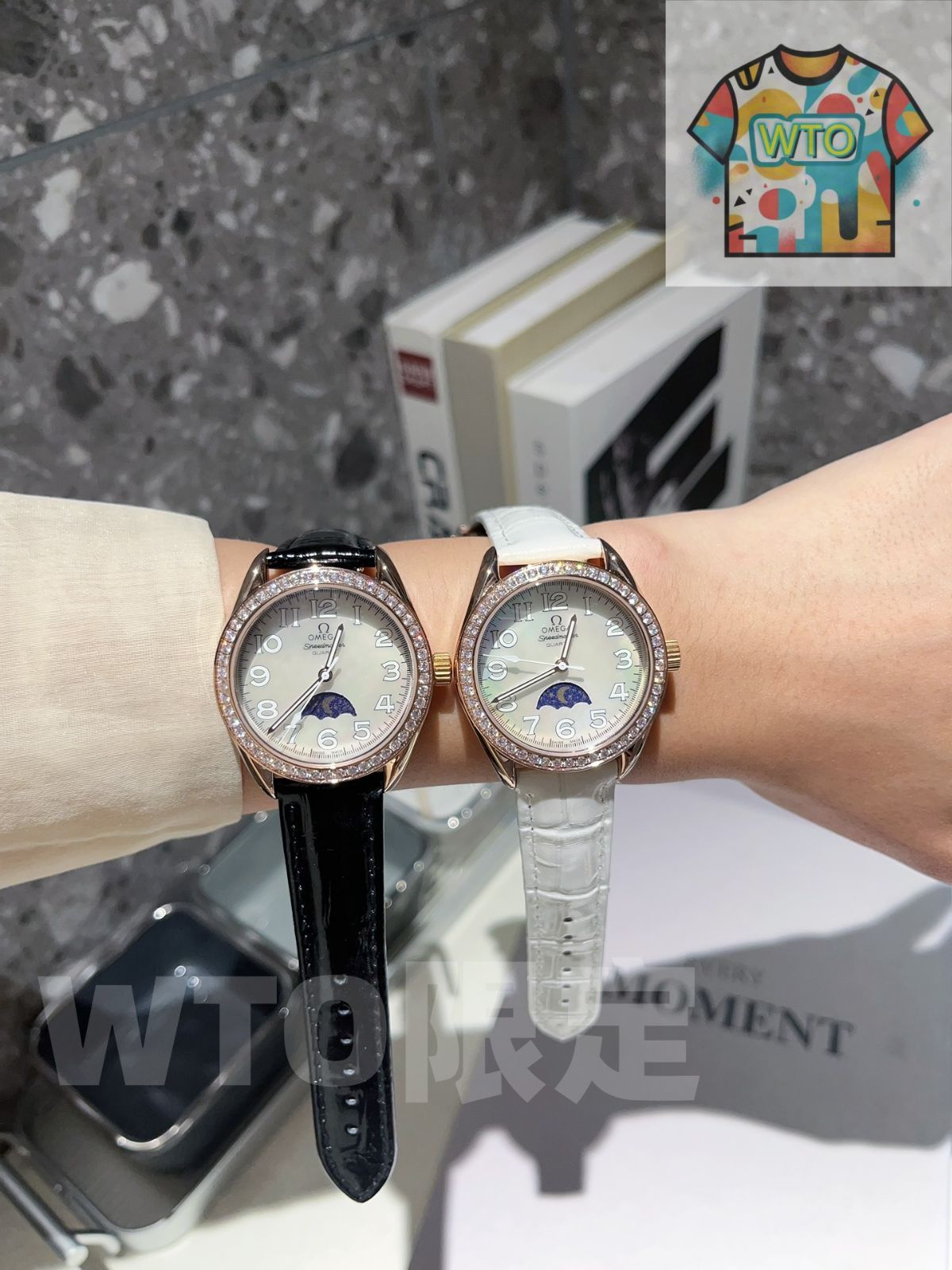  WTO通販 Omega オメガ スピードマスター ムーンフェイズ 指針に夜光効果を備える-WTO輸入-ZOV 03 腕時計(デジタル) 時計