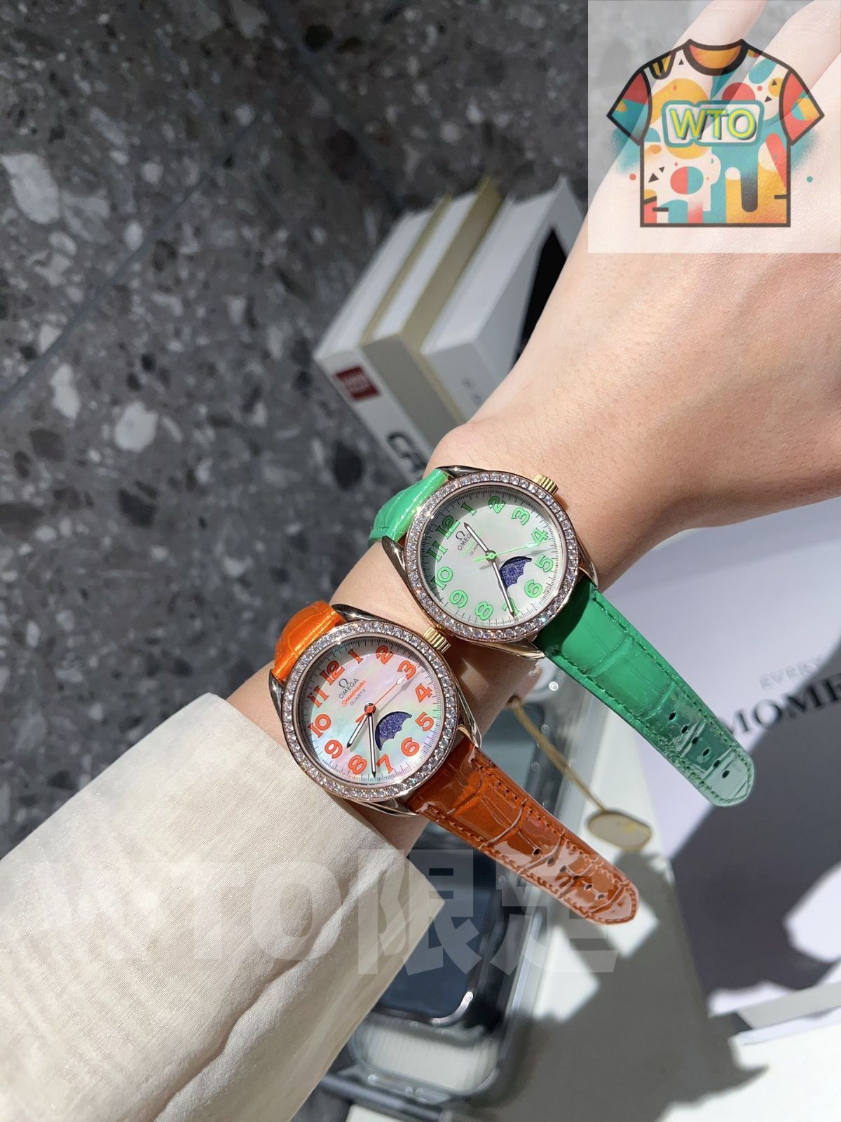 WTO通販 Omega オメガ スピードマスター ムーンフェイズ 指針に夜光効果を備える-WTO輸入-ZOV 03