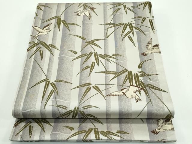 平和屋着物 上 全通柄袋帯 唐織 笹竹雀文 s 5