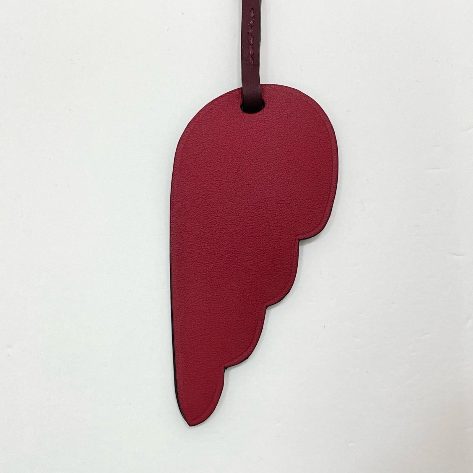 HERMES エルメス フェザー チャーム ストラップ レッド