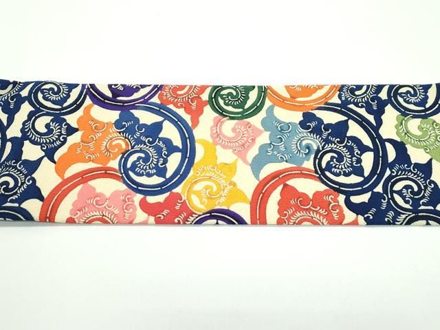  平和屋着物 上 九寸名古屋帯 型染め 唐草文 鬼しぼ縮緬 s 5 名古屋帯 帯