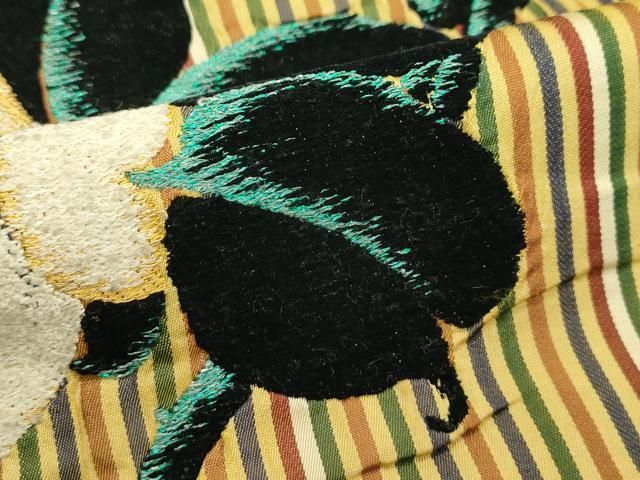  平和屋着物 上 アンティーク 九寸名古屋帯 総刺繍 枝椿 金糸 s 5 名古屋帯 帯