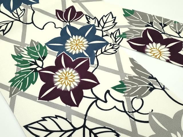 平和屋着物■極上　和染紅型　栗山紅型　栗山吉三郎　九寸名古屋帯　草花文　鬼しぼ縮緬　逸品　未使用　CZAA4382s5 平和屋着物□極上 和染紅型 栗山紅型 栗山吉三郎 九寸名古屋帯 草花文