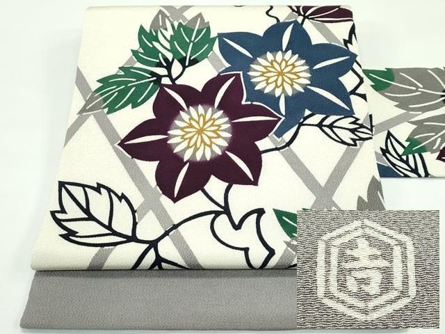 平和屋着物 上 和染紅型 栗山紅型 栗山吉三郎 九寸名古屋帯 草花文 鬼しぼ縮緬 s 5