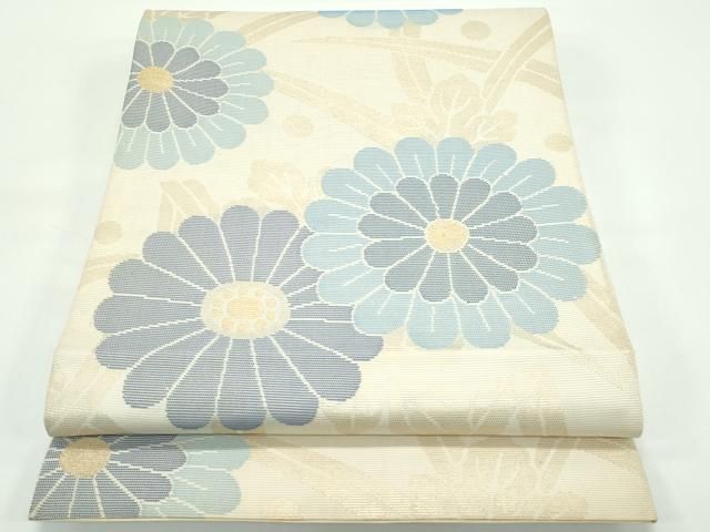 平和屋着物 上 銀座 志ま亀 夏物 六通柄袋帯 草花文 金糸 たとう紙付き s 5