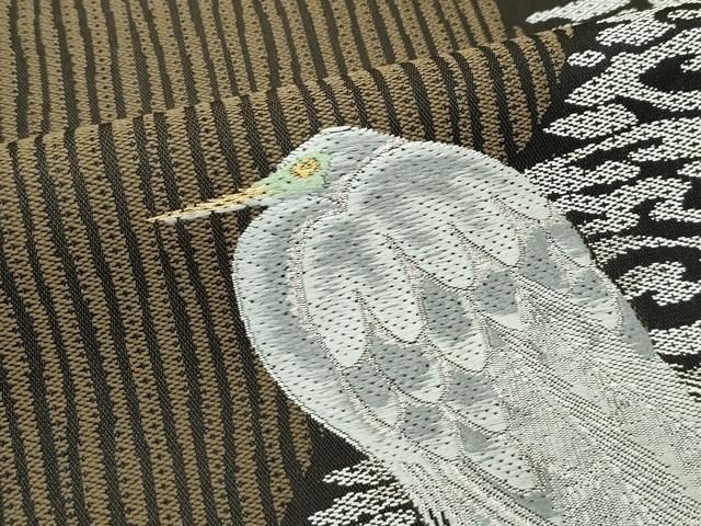  平和屋着物 上 東京友禅 菅有鬼一 両面 六通柄袋帯 唐織 白鷺 金銀糸 s 5 袋帯 帯