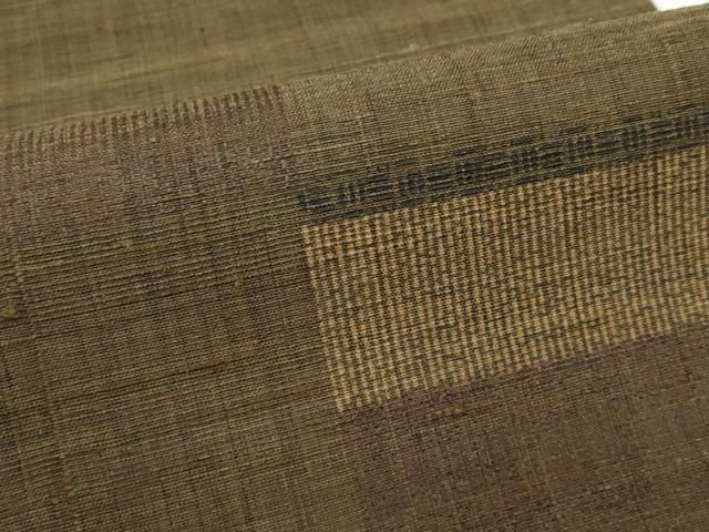 平和屋着物□極上 染織の名門 しょうざん 生紬 九寸開き名古屋帯 柿渋