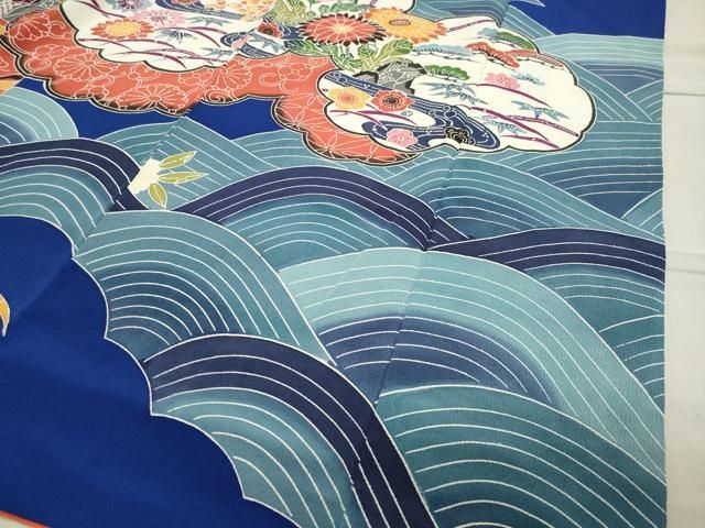  平和屋着物 豪華振袖 型染め 雲重ね飛鶴花文 暈し染め 正絹 gh 振袖 着物