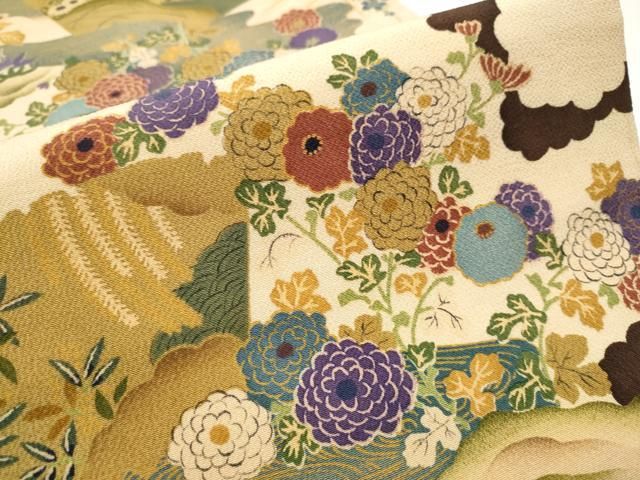  平和屋着物 九寸名古屋帯 草花文 鬼しぼ縮緬 正絹 hy 名古屋帯 帯