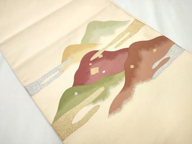 平和屋着物 八寸名古屋帯 綴れ 遠山文 金銀糸 正絹 hy