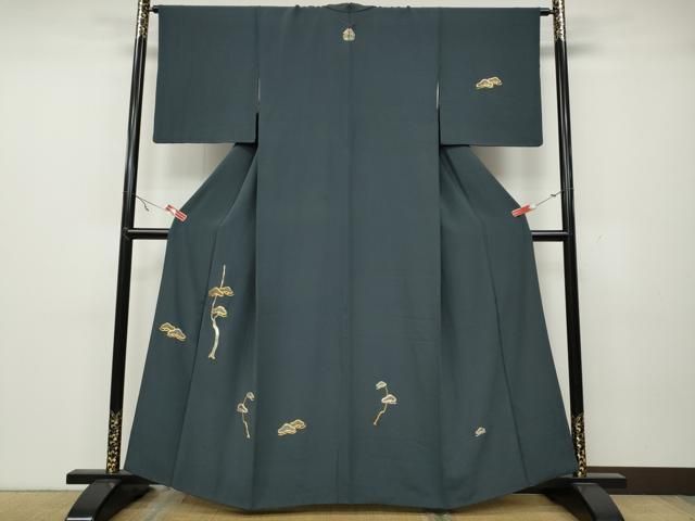 平和屋着物 訪問着 総刺繍 駒刺繍 松文 正絹 ut